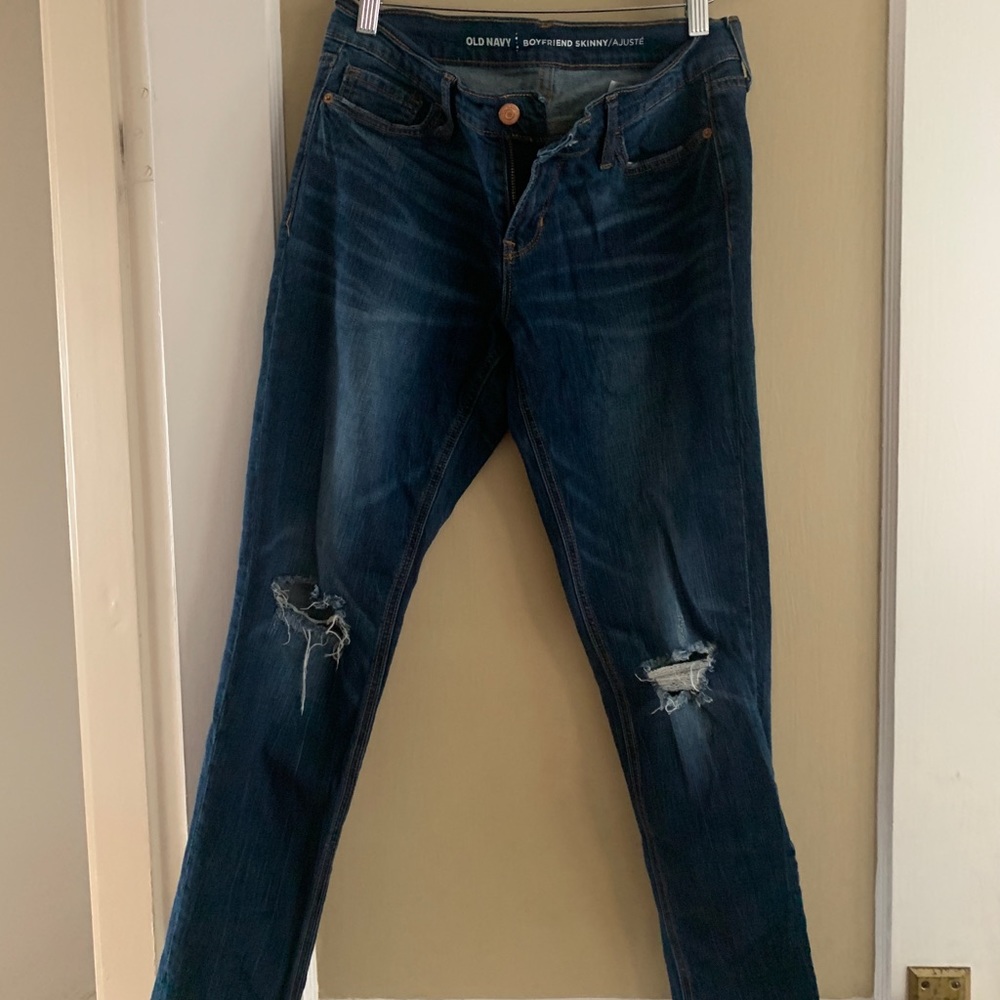Old navy boyfriend skinny dark wash jeans